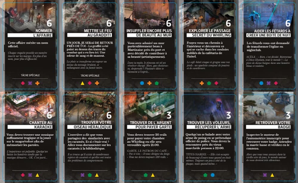 Capture d'écran d'une planche de carte traduite de Echoes of Revachol