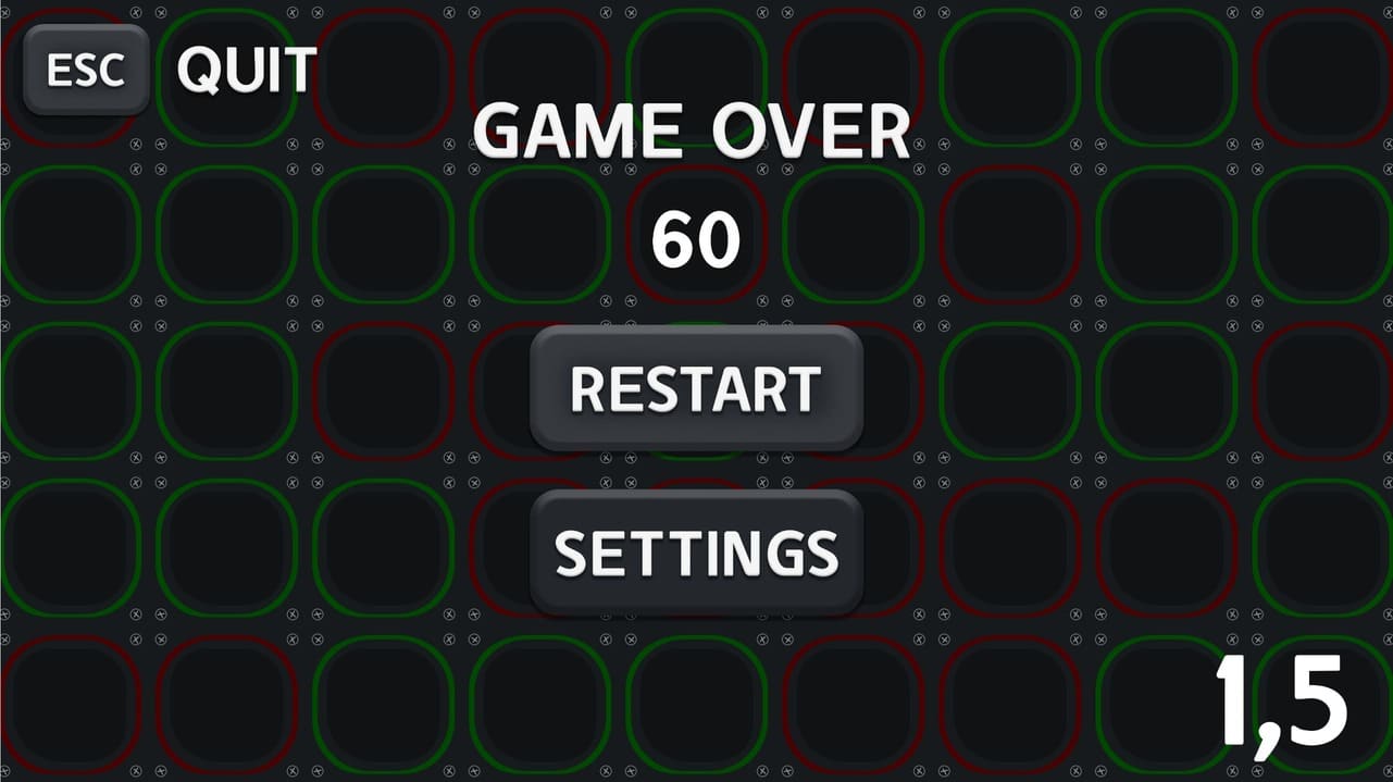 Capture d'écran du game over sur Bloc Tempo