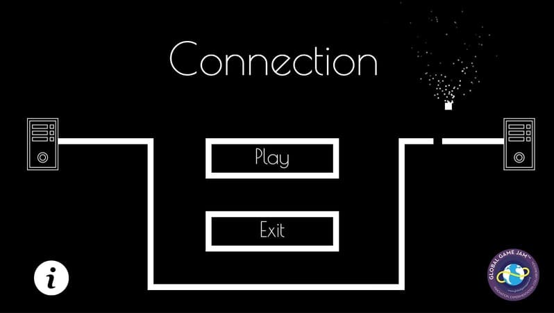 Capture du menu principal d'un vieux jeu game jam sur le thème Connexion