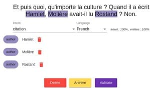 Capture d'écran des d'un exemple de détection par NLP